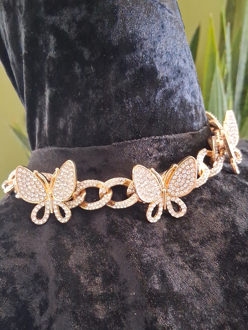 Gold Butterfly Crystal Link Choker